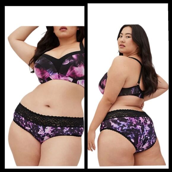 4X 26W Torrid Purple Hipster Panty Tie Dye Galaxy Space Wide Lace Band Mid Rise - Picture 1 of 7